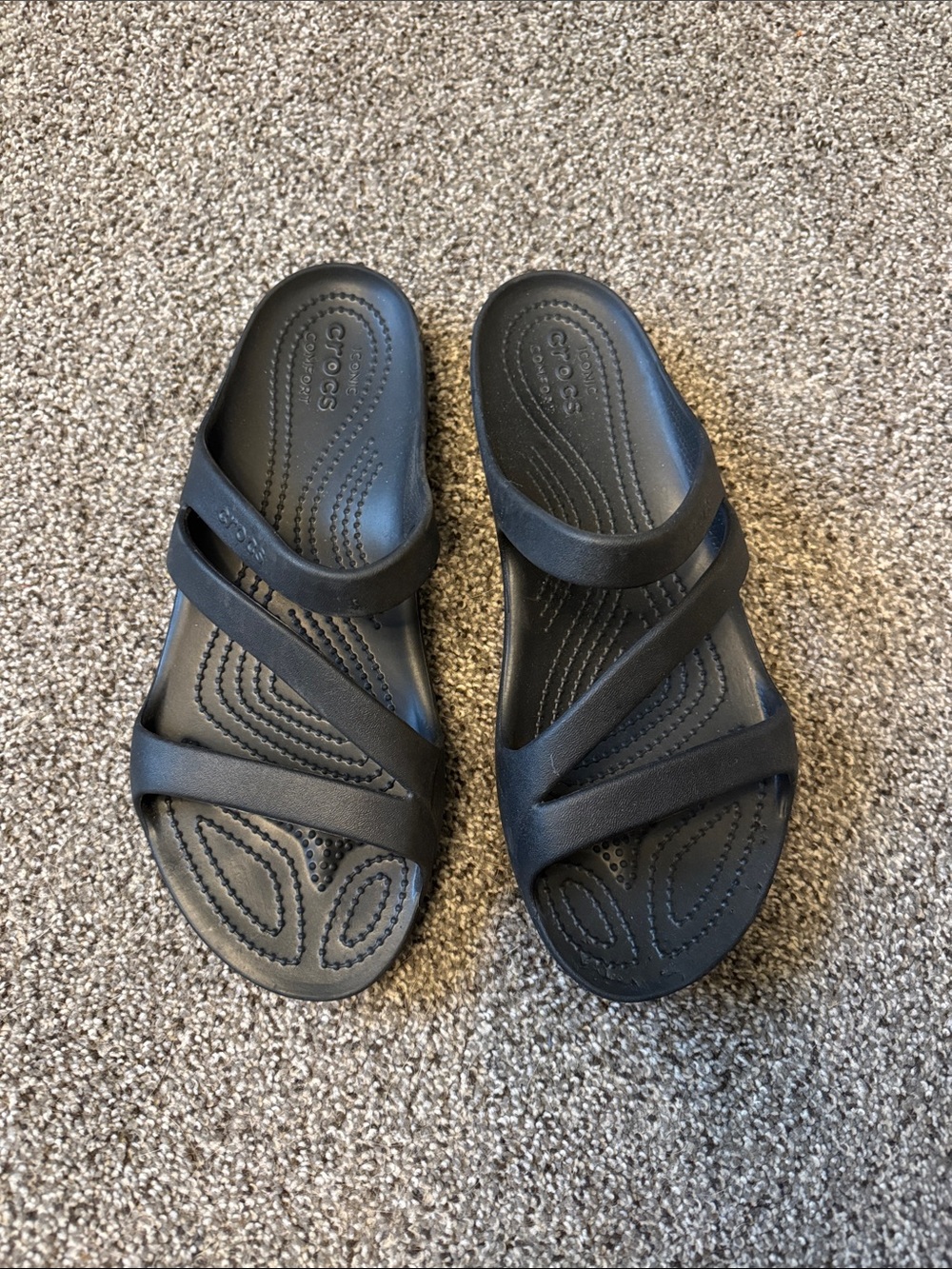 CROCS Black Strappy Slide Sandals